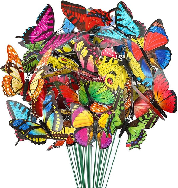 Augshy 75 Pcs Butterfly Decoration Stakes Garden Butterfly Wing Width 3.5in Ornaments for Indoor/Outdoor Christmas Decor