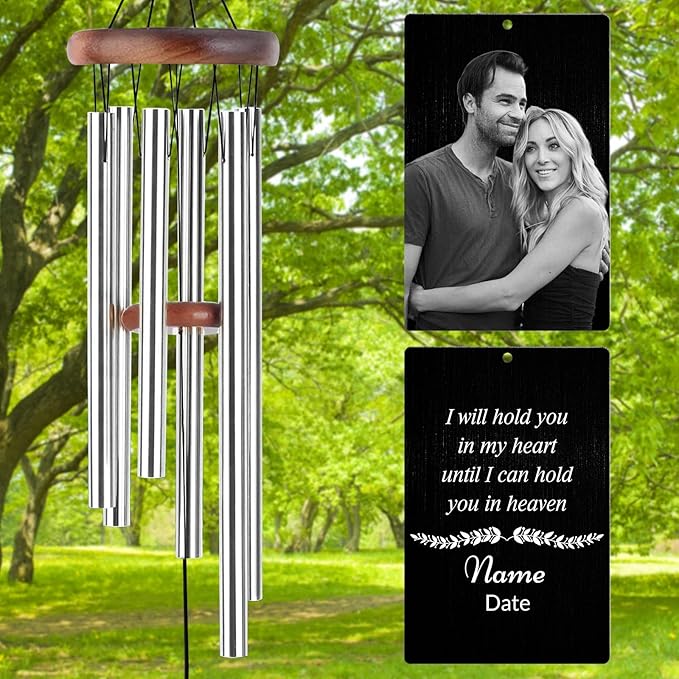 Personalized Wind Chimes Memorial Engraved Gift,Custom Sympathy Wind Chime for Loss of Loved One,Customized Mother Father Dog Pet Family Remembrance Bereavement Gifts