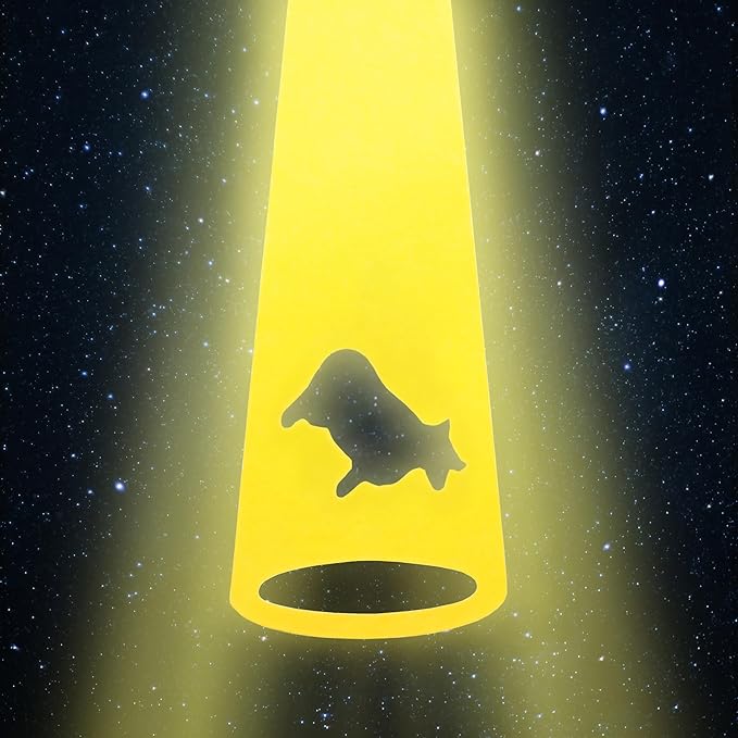 Funny Metal UFO Spaceship Wind Chime with Summoning Card Quirky Sci-Fi Hanging Decor for Bedroom & Study, Novelty Alien Gift for Teens & UFO Lovers, Unique Indoor Ornament (Cow)