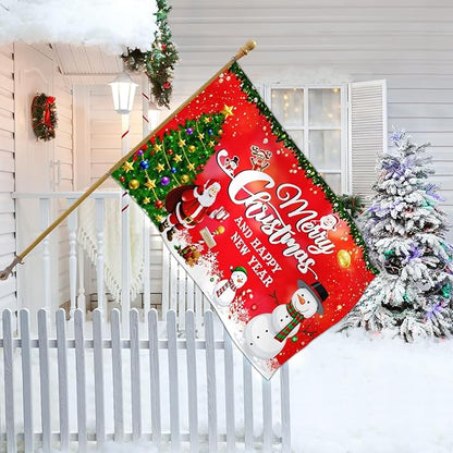 Christmas Flags 3x5 Outdoor Double Sided Merry Christmas Vacation Decorations New Year Yard Flags for Outside Xmas Santa Claus Snowman Holiday House Banner Decor