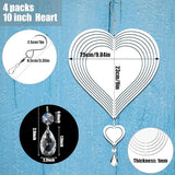4Pack 10inch Sublimation Wind Spinner Blanks 3D Aluminum Metal Wind Sculpture Kinetic Spinners for Yard and Garden Indoor Art Ornaments Hanging Decoration (Heart)