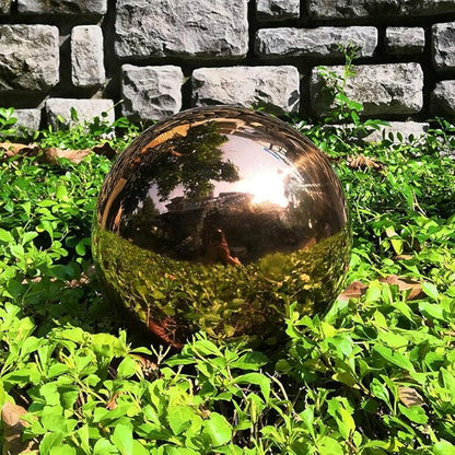 14 inch Diameter Rose Gold Gazing Ball,Rose Gold Stainless Steel Polished Reflective Smooth Garden Sphere Globe Mirror,Colorful and Shiny Addition to Any Garden or Home