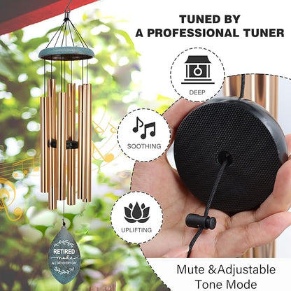 ASTARIN Personalized Happy Retirement Gift, Produced in USA Retirement Wind Chimes for Women Men, 35" Large Deep Tone Wind Chime Retire Gifts for Teacher Co-Workers Boss Husband Friends Parents