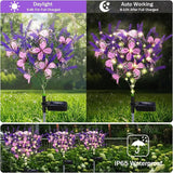 Kohlrabi Solar Garden Lights Outdoor, 6 Pack Solar Butterfly Lights Purple Lavender Gardening Gifts for Women, Artificial Flower with Butterfly Purple Garden Decor for Lawn Patio-Warm White