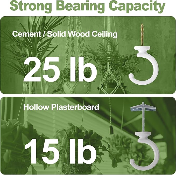 Aidoclip 4pcs Ceiling Hooks for Hanging Plants,Hanging Lights Metal Small Hooks,Indoor Outdoor Wall Heavy Duty Plant Hanger Swag Hook