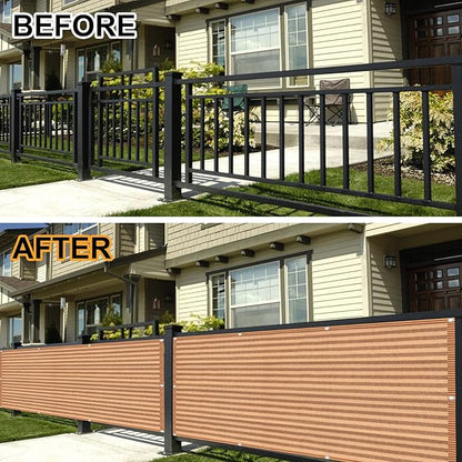 Eden's Decor Balcony Privacy Screen Brown/Khaki 4'x 6' Cover Mesh Windscreen Weather-Resistant UV Protection for Backyard Deck, Patio, Balcony, Pool, Porch, Fence, Railing, Gardening