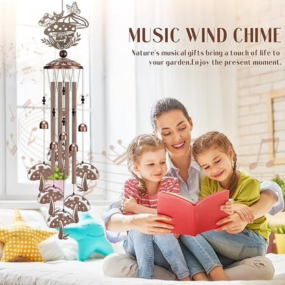Mushroom Wind Chimes Outdoor - Metal Waterproof Windchime Indoor Outside Decor for Garden Yard Patio Balcony Christmas New Year Hanging Decoration Birthday Gift for Women Mom Grandma Wife