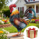 Ratuor Rooster Garden Statue Sculpture Metal Chicken Yard Decor Outdoor Figurines Patio Backyard Decoration (Yellow)