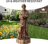 YOLENY St Francis of Assisi Statue Outdoor with Bird Feeder, 25" H Saint Francis Garden Statue All-Weather, Religious Sculpture Decor for Patio Lawns