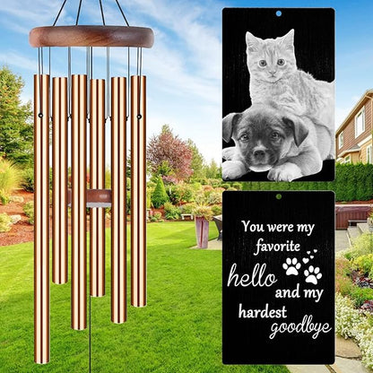 Personalized Wind Chimes Memorial Engraved Gift,Custom Sympathy Wind Chime for Loss of Loved One,Customized Mother Father Dog Pet Family Remembrance Bereavement Gifts