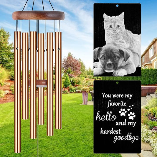 Personalized Wind Chimes Memorial Engraved Gift,Custom Sympathy Wind Chime for Loss of Loved One,Customized Mother Father Dog Pet Family Remembrance Bereavement Gifts