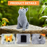 Dog Statue with Solar Butterfly, Cute French Bulldog Garden Statue Outdoor Decor for Outside Yard Lawn Patio Porch, Resin Garden Art Home Decorations Figurine, Dog Lovers Gifts for Women Mom