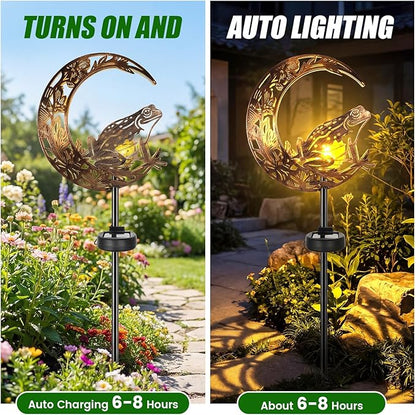VIHOSE Solar Frog Outdoor Lights Waterproof Moon Garden Stake Lights Warm White LED Decorative Pathway Lighting for Yard, Lawn, Gifts for Mom, Women & Gardening Lovers