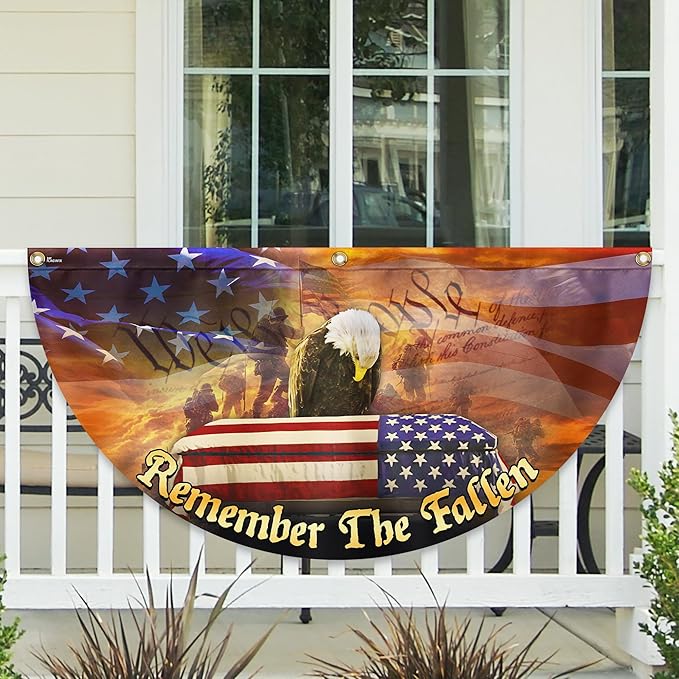 FLAGWIX American Army Veteran Flag - Non-Pleated American Fan Flag Bunting 3x6 ft - Veteran Gifts for Men Women, Patriotic 4th of July Memorial Day Decorations Outdoor for Home Garden Decor