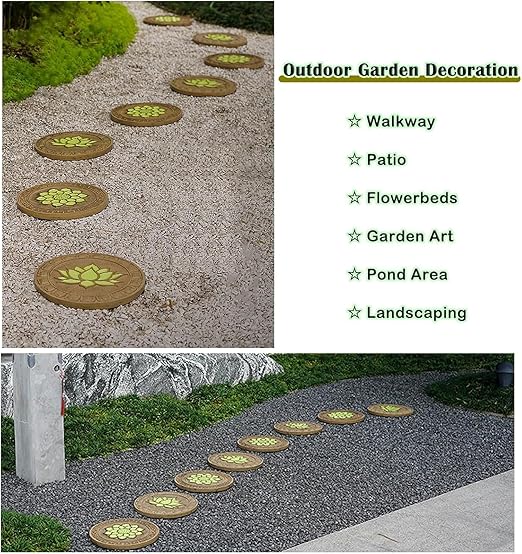 Garden Stepping Stones， Home Villa Garden Patio Stones for Decorative Ground(Style 2,1pc)