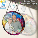 VINATIMES Personalized Grandma Stained Glass Suncatcher, Photo Family Faux Stained Glass Window Hanging Ornament, Custom Grandparent Day 2025 Gifts for Grandma, Birthday Gift for Dad, Grandpa