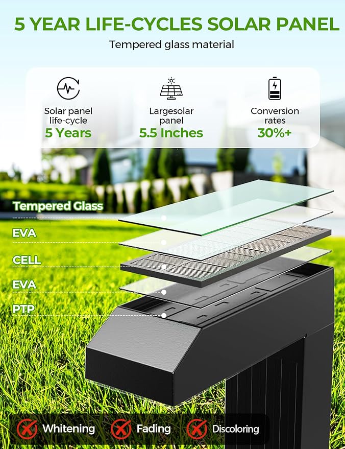 Solar Pathway Lights Outdoor 10 Pack, 3 Color in 1 Bright Landscape Lighting with Cool/Warm/Daylight White Modes, Auto On/Off, IP65 Waterproof for Yard Garden Walkway Sidewalk Patio Lawn Decor