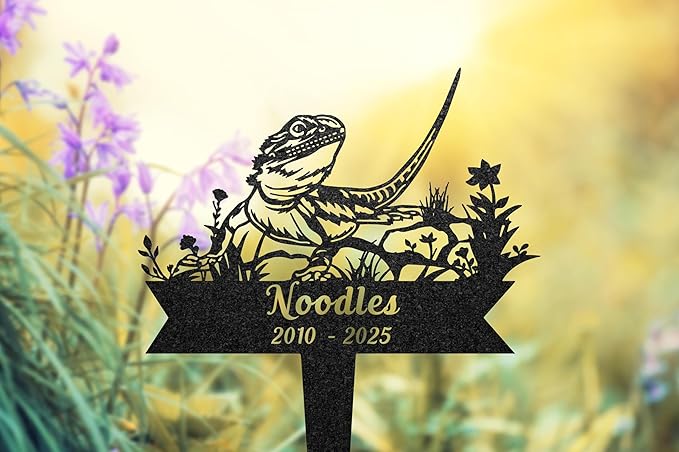 Custom Bearded Dragon Memorial Burial Stake, Personalized Lizard Grave Marker, Outdoor Garden Decor, Bearded Dragon Headstone, Pet Loss Gift