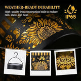 Decorative Solar Mandala Lights, IP65 Waterproof Outdoor Solar Fence Lights, Auto On Off Metal LED Wall Sconce, Solar Powered Decor Lighting for Garden Patio Yard Deck Pathway Porch(1 Pack, Black)