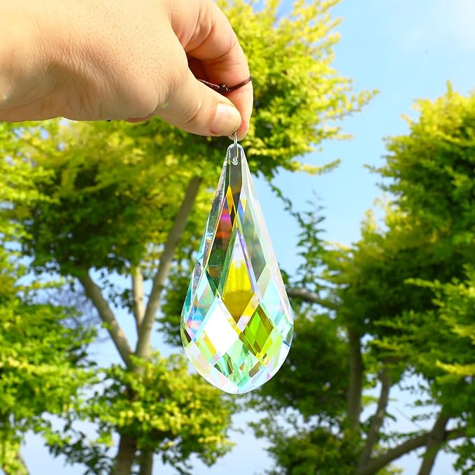 120mm/4.7in Crystal Suncatcher Prism Window Hanging Ornament Rainbow Glass Prism Sun Catcher Decor for Home Garden(AB Colors)
