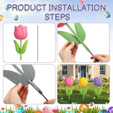 DoubleFill 3 Pcs Easter Decorations Outdoor 3D Metal Easter Eggs Tulip Yard Signs Decorative Garden Stakes Eggs Bunny Lawn Decorations Yard Decor for Spring Lawn Pathway Garden(Tulip Style)
