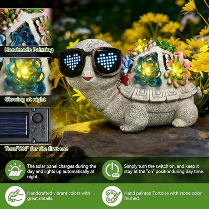 kyoryuger Mothers Day Solar Garden Decor Turtle for Women Mom Grandma Sister, for Mom, Solar Outdoor Decor for Patio Backyard Yard Lawn Decoration-Unique Birthday Present, Yard