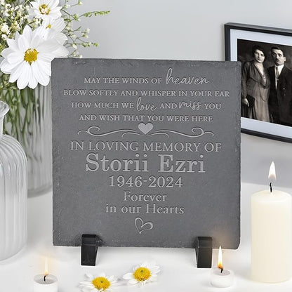 Personalized Memorial Stone Memorial Garden Stone - Sympathy Gifts for Loss of Dad, Mom or Loved One - Bereavement, Remembrance and Condolence Gift - Wish That You were Here Square