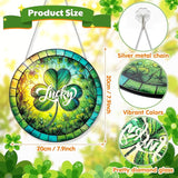 Shamrock Suncatcher Stained Glass Ornaments - 7.87 Inches St. Patrick's Day Clover Window Hanging Decoration, Irish Sun Catcher Home Art Decor for Festival, Gifts for Women Men (Lucky)