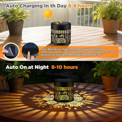 Forlivese 2 Pack Solar Fence Lights Outdoor, Metal Solar Powered Wall Deck Step Lights Sunflower Theme, Hanging LED Waterproof Decorative Lighting for Garden Patio Backyard Post Decor, Gifts for Mom
