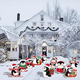 10-Piece Christmas Penguin Yard Signs with Stakes Decorations – 10 Assorted Designs 12 Inches Large Holiday Penguin Signs for Outdoor Garden and Lawn Winter Party Favor