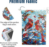 Winter Cardinal Bird Garden Flag for Outside 12x18 Stained Glass Red Birds on Snow Pine Tree Flag Christmas Outdoor Flags Double Sided Welcome New Years Yard Flag