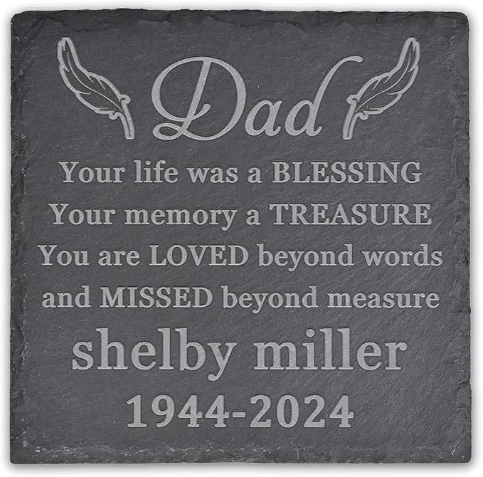 Memorial Garden Stone, Memorial Stone, Personalized Memorial Gifts, Sympathy Gifts for Loss of Loved One, Bereavement Gifts for Loss of Father Mother - Your Memory a Treasure - Square
