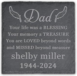Memorial Garden Stone, Memorial Stone, Personalized Memorial Gifts, Sympathy Gifts for Loss of Loved One, Bereavement Gifts for Loss of Father Mother - Your Memory a Treasure - Square