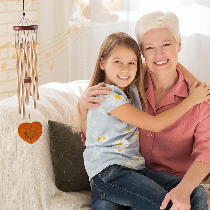 Gigi Gifts for Mother's Day Birthday Christmas Thanksgiving from Grandkids Grandchildren, Gigi Garden Gifts for Grandma, 26Inch Wind Chimes for Outside with S Hook Greeting Card