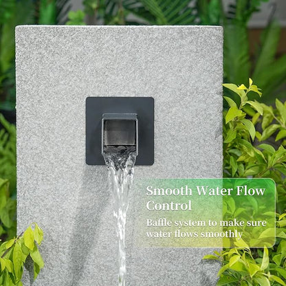 2 Inch 316 Stainless Steel Square Water Fountain Spout with Integrated Spray Baffle, Waterfall Spillway Scupper for Outdoor Decors, Pools, Ponds, Water Walls (Black)