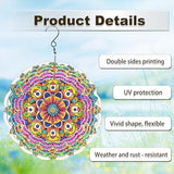Wind Spinners Outdoor, Hanging Wind Spinner for Garden Decoration, 8 inch 3D Stainless Steel Metal Wind Sculpture for Indoor/Outdoor Decor, Mandala F