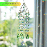 HDCRYSTALGIFTS Crystal Suncatcher Glass Wind Chimes Style Sun Catchers Indoor Window Rainbow Prisms Suncatcher for Window Hanging Home Garden Decor (21.5inch,Green)