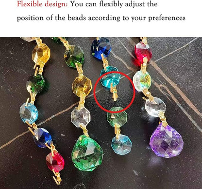 Crystal Suncatchers Window Crystals Hanging Suncatcher Colorful Glass Beads Chain Wind Chimes for Garden Outdoor Pendant Home Decor Gifts (Colorful Glass)