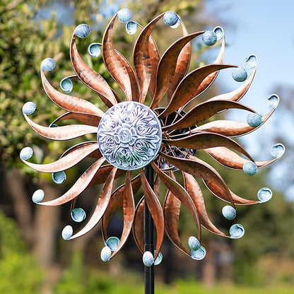 Lariander Wind Spinners Outdoor Metal Large with Stake- 84'' Wind Spinners for Yard and Garden - Windmill for Yard - Ideal Gift Metal Yard Art for Family, Friends, Garden Lovers (Willow Leaf)