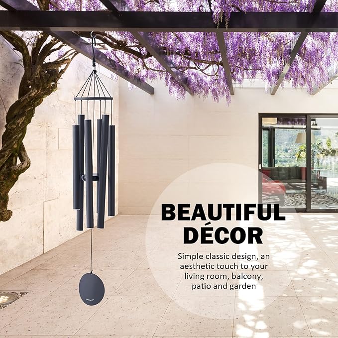 Vanquer Wind Chimes for Outside Deep Tone - 38'' Wind Chimes Outdoor Clearance, Deep Tone, Windchimes Outdoors, Memorial, Sympathy Gift, Garden Patio, Home Décor (Black)