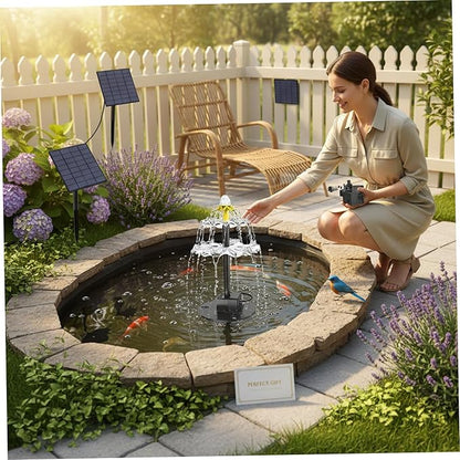 Solar Bird Bath Fountains with Multi Tiered Flower Waterfall Solar Powered Water Pump Ideal for Garden Pond Outdoor Decor