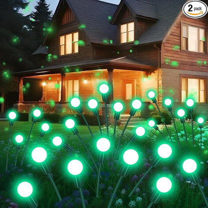 Solar Garden Lights Outdoor Waterproof, 2 Pack 16 LED Swaying Light Firefly Light Outdoor Decor Lights for Pathway Party Christmas Decoration, Unique Gifts for Women, Green