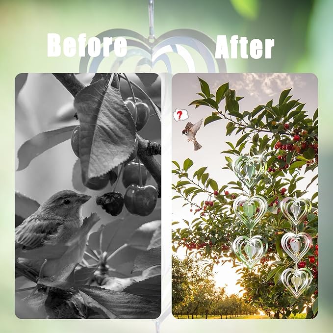 Stainless Steel Wind Spinner,3D Silver Indoor Outdoor Garden Decoration Crafts Ornaments,Metal Wind Chimes for Outside Decor,Decorations to Scare Away Yard Birds (Heart-Wind Sculpture)