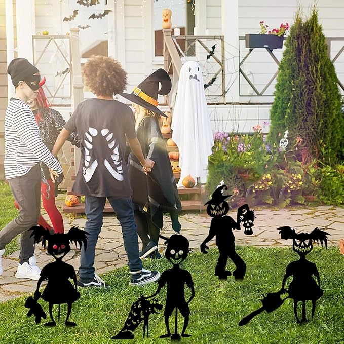 4 Pack Halloween Ghost Decor Stakes, Metal Stakes for Garden, Yard, Lawn, Outdoor Decor Art Scary Silhouette