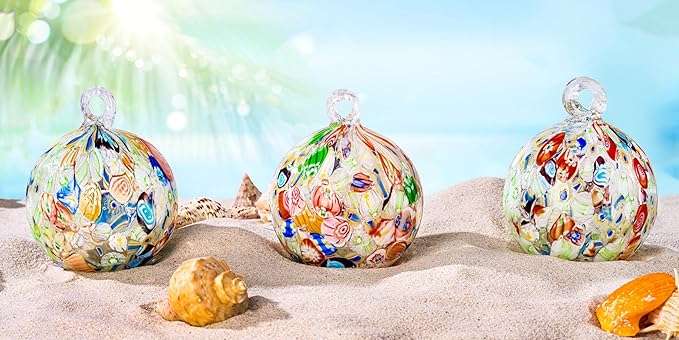 EUSTUMA Hand Blown Glass Witch Ball,Glass Ornament Hanging Garden Gazing Ball Indoor Outdoor Home Décor. (1)