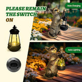 HONGLAND Cat Outdoor Statues Garden Decor, Cat Figurines Solar Lantern Lights, Birthday Gifts for Mom, Front Patio Balcony Yard Art Lawn Ornaments Porch Outdoor Decorations