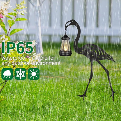 nawaza Flamingo Metal Garden Stakes Decorative 2Pack,Solar Lights Outdoor Garden Decor Stake,Birthday Gifts for Mom Women,Decorative Metal Housewarming Ornament for Lawn Patio Yard Pathway Black.