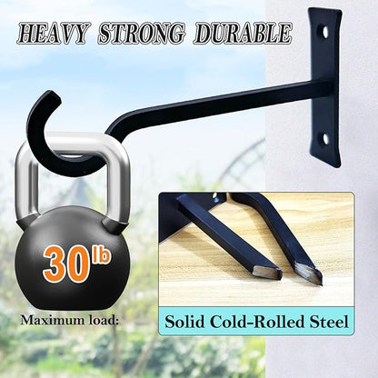 QIEGL 6inch Heavy Duty Hanging Plant Brackets 2pcs Bird Feeder Hanger Decorative Hooks Outdoor or Indoor Plant Hangers Shepherd Hooks Black Metal Wall Hook for Lantern, Flower Basket, Wind Chimes