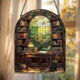 Bookshelf Acrylic Suncatcher Window Hanging Faux Stained Glass Bookish Decor Librarian Teacher Room Decor Gift