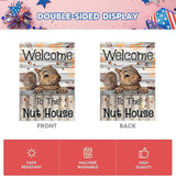 Welcome to the Nut House House Flag 28x40 Inch Double-Sided Outdoor Squirrel Decorations for Home Porch & Yard Outdoor Decoration